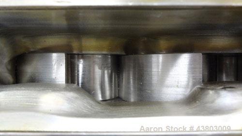 Used Waukesha Rectangular Flange Universal Rotary Positive Displacement Pump, Model 034, 316 Stainless Steel. Approximately 24 gallons per minute at 200 psi at 400 rpm, 0.060 gallon displacement per ...