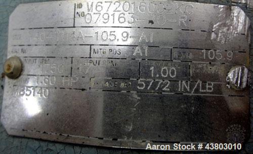 Used Waukesha Rectangular Flange Universal Rotary Positive Displacement Pump, Model 034, 316 Stainless Steel. Approximately 24 gallons per minute at 200 psi at 400 rpm, 0.060 gallon displacement per ...