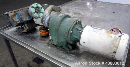 Used Waukesha Rectangular Flange Universal Rotary Positive Displacement Pump, Model 034, 316 Stainless Steel. Approximately 24 gallons per minute at 200 psi at 400 rpm, 0.060 gallon displacement per ...