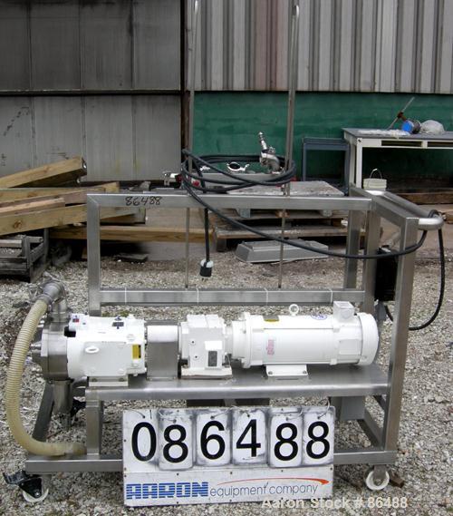USED: Waukesha SP universal rotary positive displacement pump, model 060U2, 316 stainless steel. (2) Stainless steel rotors, 3" tri clamp inlet/outlet. Approximate .15 gallon displacement per revolut...