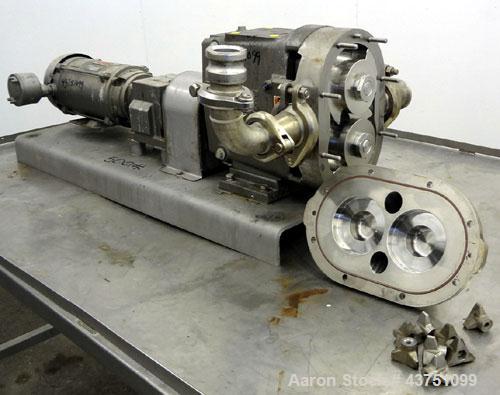 Used Stainless Steel Waukesha Universal Rotary Positive Displacement Pump, Model 060