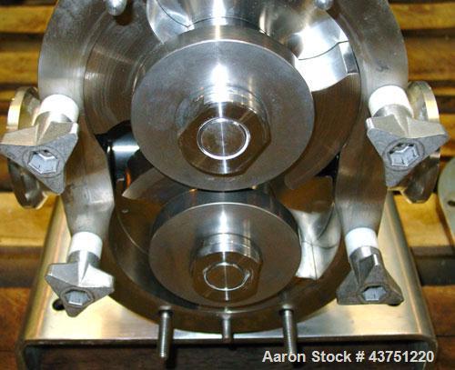 Used Waukesha Universal Rotary Positive Displacement Pump, Model 060, 316 Stainless Steel. Approximately 90 gallons per minute at 200 psi at 600 rpm. 0.153 gallons displacement per revolution. 2-1/2"...