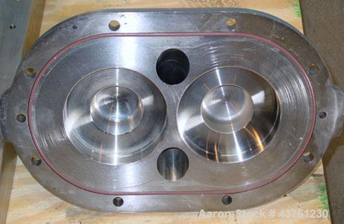 Used Waukesha Universal Rotary Positive Displacement Pump, Model 060, 316 Stainless Steel. Approximately 90 gallons per minute at 200 psi at 600 rpm. 0.153 gallons displacement per revolution. 2-1/2"...