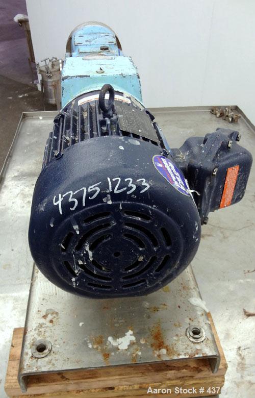 Used Waukesha Universal Rotary Positive Displacement Pump, Model 060, 316 Stainless Steel. Approximately 90 gallons per minute at 200 psi at 600 rpm. (0.153) gallons displacement per revolution. 2-1/...