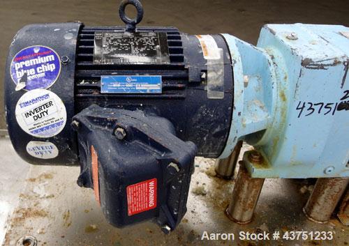 Used Waukesha Universal Rotary Positive Displacement Pump, Model 060, 316 Stainless Steel. Approximately 90 gallons per minute at 200 psi at 600 rpm. (0.153) gallons displacement per revolution. 2-1/...