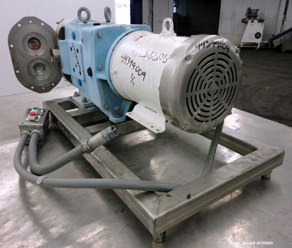 Used Waukesha Positive Displacement Pump, Model 060, 316 Stainless Steel. Rated approximately 90 gallons per minute at 200 psi at 600 rpm, 0.153 gallons displacement per revolution, (2) stainless ste...