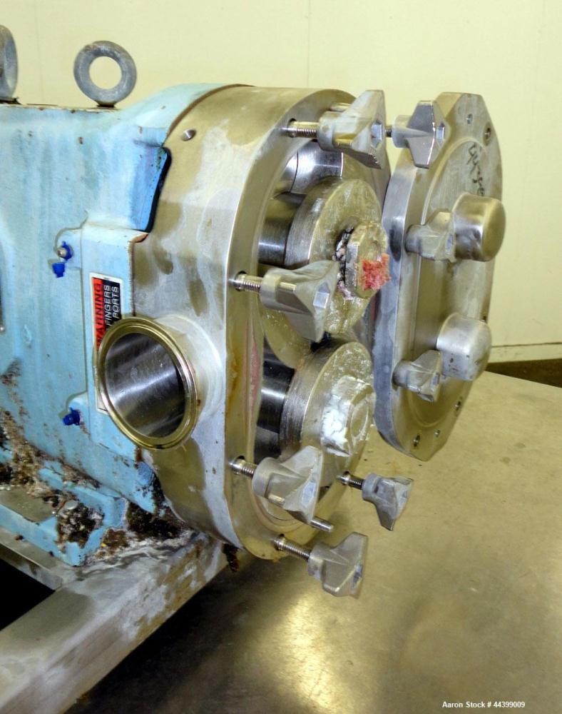 Used Waukesha Positive Displacement Pump, Model 060, 316 Stainless Steel. Rated approximately 90 gallons per minute at 200 psi at 600 rpm, 0.153 gallons displacement per revolution, (2) stainless ste...