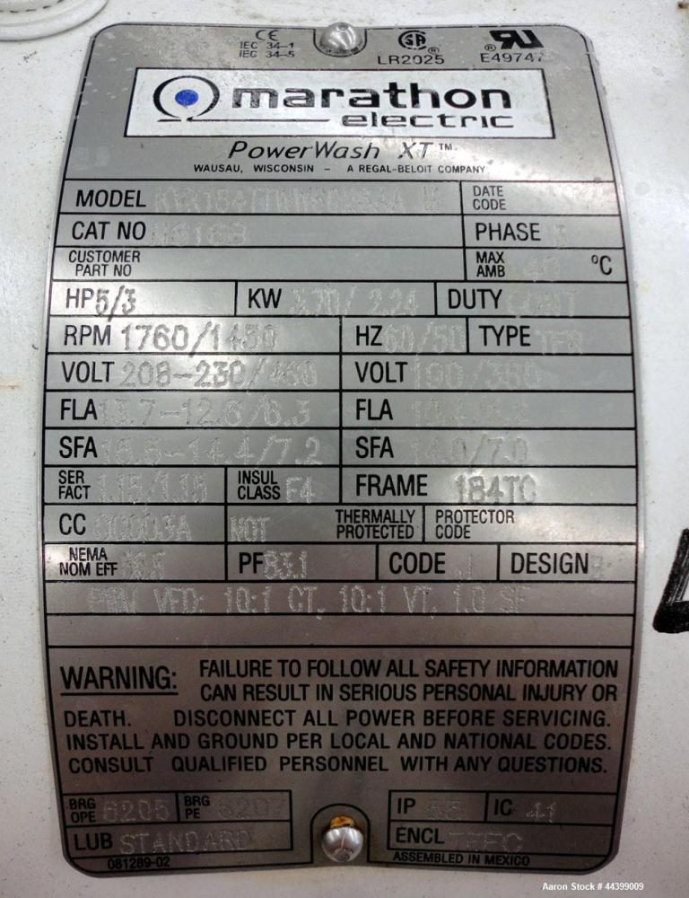 Used Waukesha Positive Displacement Pump, Model 060, 316 Stainless Steel. Rated approximately 90 gallons per minute at 200 psi at 600 rpm, 0.153 gallons displacement per revolution, (2) stainless ste...