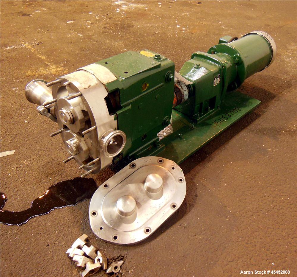 Used Stainless Steel Waukesha Rotary Positive Displacement Pump, Model 060