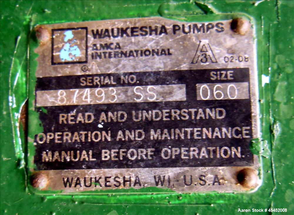 Used Stainless Steel Waukesha Rotary Positive Displacement Pump, Model 060
