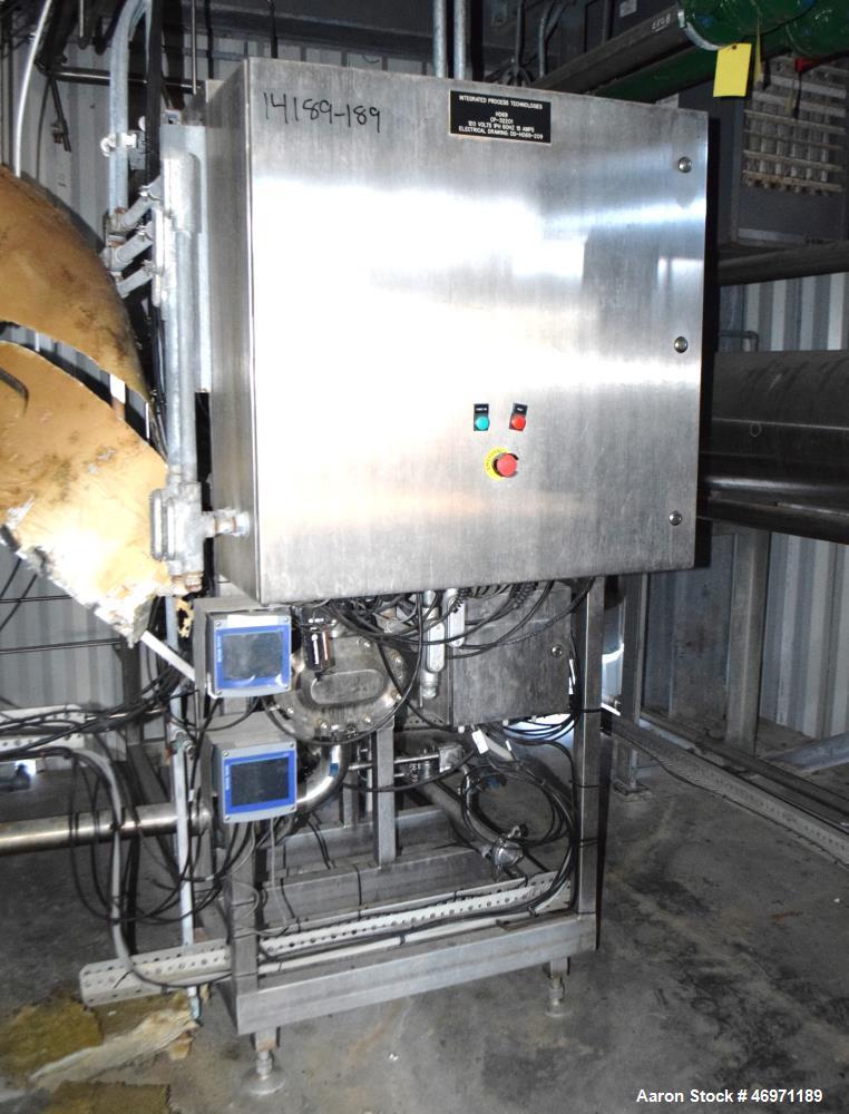 Used Waukesha Positive Displacement Pump, Model 130/U2, 316 Stainless Steel. Approximate displacement 0.254 gallons per revolution, nominal capacity to 150 gallons per minute. Driven by a 5hp, 3/60/2...