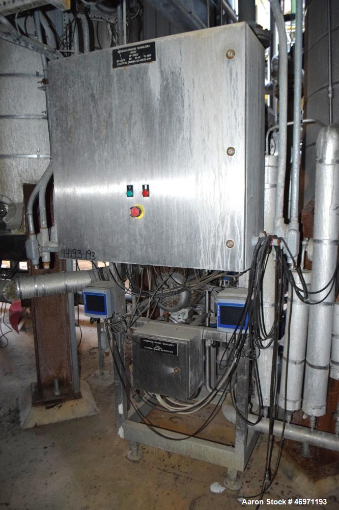 Used Waukesha Positive Displacement Pump, Model 130/U2, Stainless Steel. Approximate displacement 0.254 gallons per revolution, nominal capacity to 150 gallons per minute. Driven by a 5hp, 3/60/208-2...