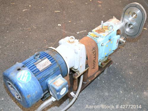 Used Waukesha Horizontal Universal Rotary Positive Displacement Pump, Model 130, 316 Stainless Steel. Approximately 130 gallons per minute at 100 psi at 600 rpm capacity. 3" Tri-clamp inlet/outlet. N...