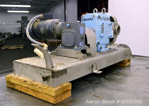Used Waukesha Universal Rotary Positive Displacement Pump, Model 130, 316 Stainless Steel. Approximately 130 gallons per minute at 100 psi at 600 rpm capacity, 0.254 gallon displacement per revolutio...
