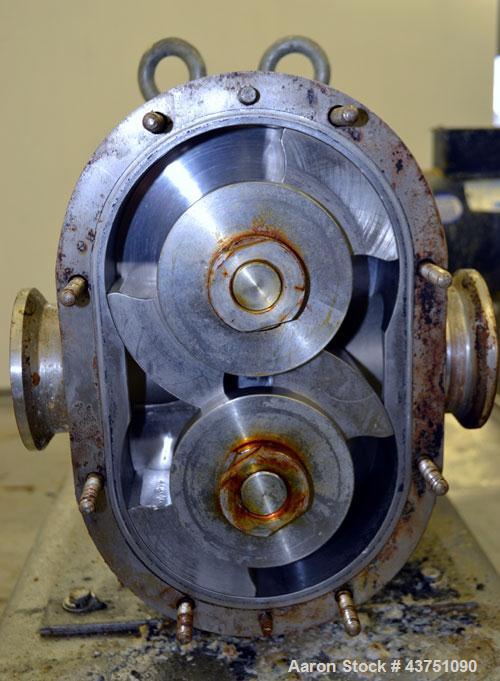 Used Waukesha Universal Rotary Positive Displacement Pump, Model 130, 316 Stainless Steel. Approximately 130 gallons per minute at 100 psi at 600 rpm capacity, 0.254 gallon displacement per revolutio...