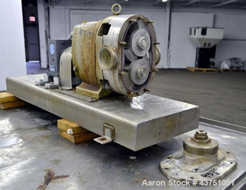 Used Waukesha Universal Rotary Positive Displacement Pump, Model 130, 316 Stainless Steel. Approximately 130 gallons per minute at 100 psi at 600 rpm capacity, 0.254 gallon displacement per revolutio...