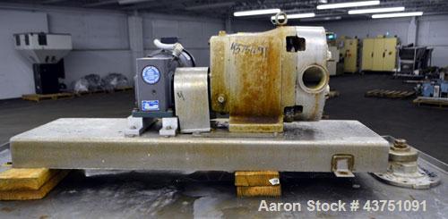 Used Waukesha Universal Rotary Positive Displacement Pump, Model 130, 316 Stainless Steel. Approximately 130 gallons per minute at 100 psi at 600 rpm capacity, 0.254 gallon displacement per revolutio...