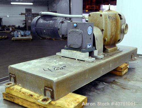 Used Waukesha Universal Rotary Positive Displacement Pump, Model 130, 316 Stainless Steel. Approximately 130 gallons per minute at 100 psi at 600 rpm capacity, 0.254 gallon displacement per revolutio...