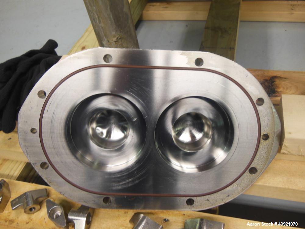 Used Waukesha Universal Rotary Positive Displacement Pump, Model 130, 316 Stainless Steel. Approximately 130 gallons per minute at 100 psi at 600 rpm capacity, (0.254) gallon displacement per revolut...