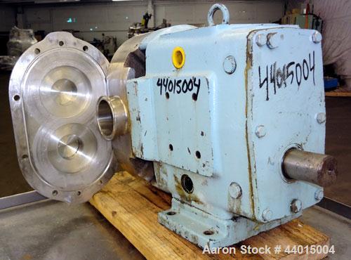 Used Waukesha Rotary Positive Displacement Pump Head Only, Model 130, 316 Stainless Steel.  Approximately 130 gallons per minute at 100 psi at 600 rpm capacity, 0.254 gallons displacement per revolut...