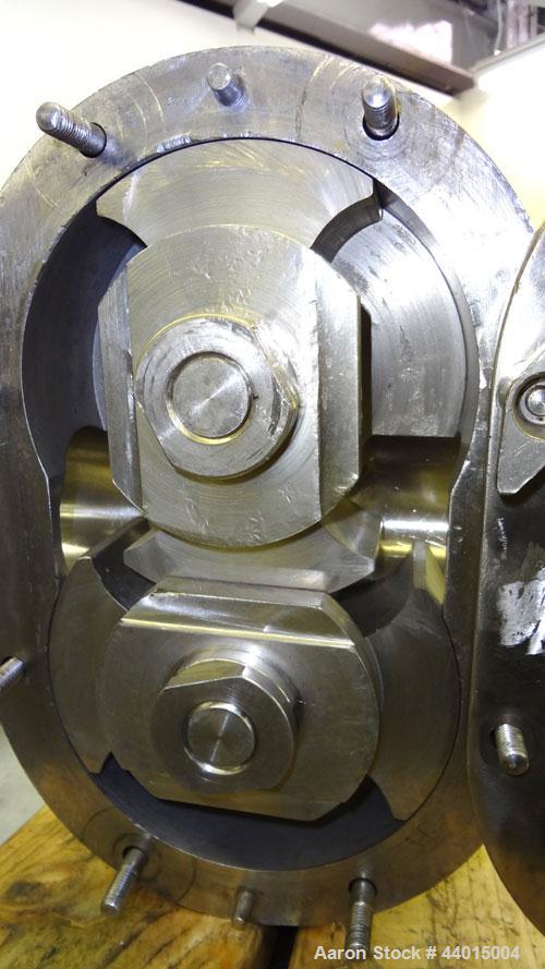 Used Waukesha Rotary Positive Displacement Pump Head Only, Model 130, 316 Stainless Steel.  Approximately 130 gallons per minute at 100 psi at 600 rpm capacity, 0.254 gallons displacement per revolut...