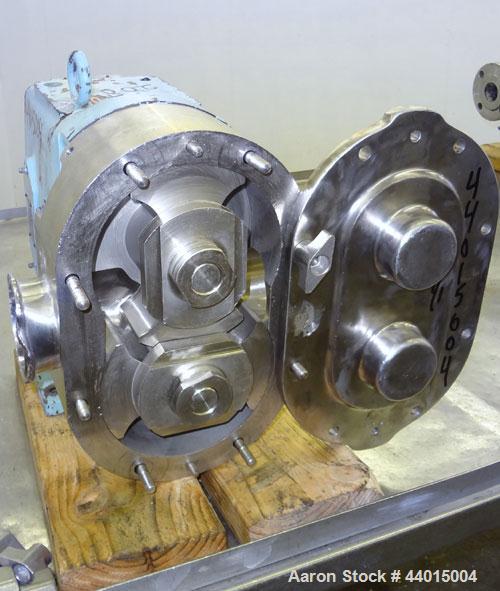 Used Waukesha Rotary Positive Displacement Pump Head Only, Model 130, 316 Stainless Steel.  Approximately 130 gallons per minute at 100 psi at 600 rpm capacity, 0.254 gallons displacement per revolut...