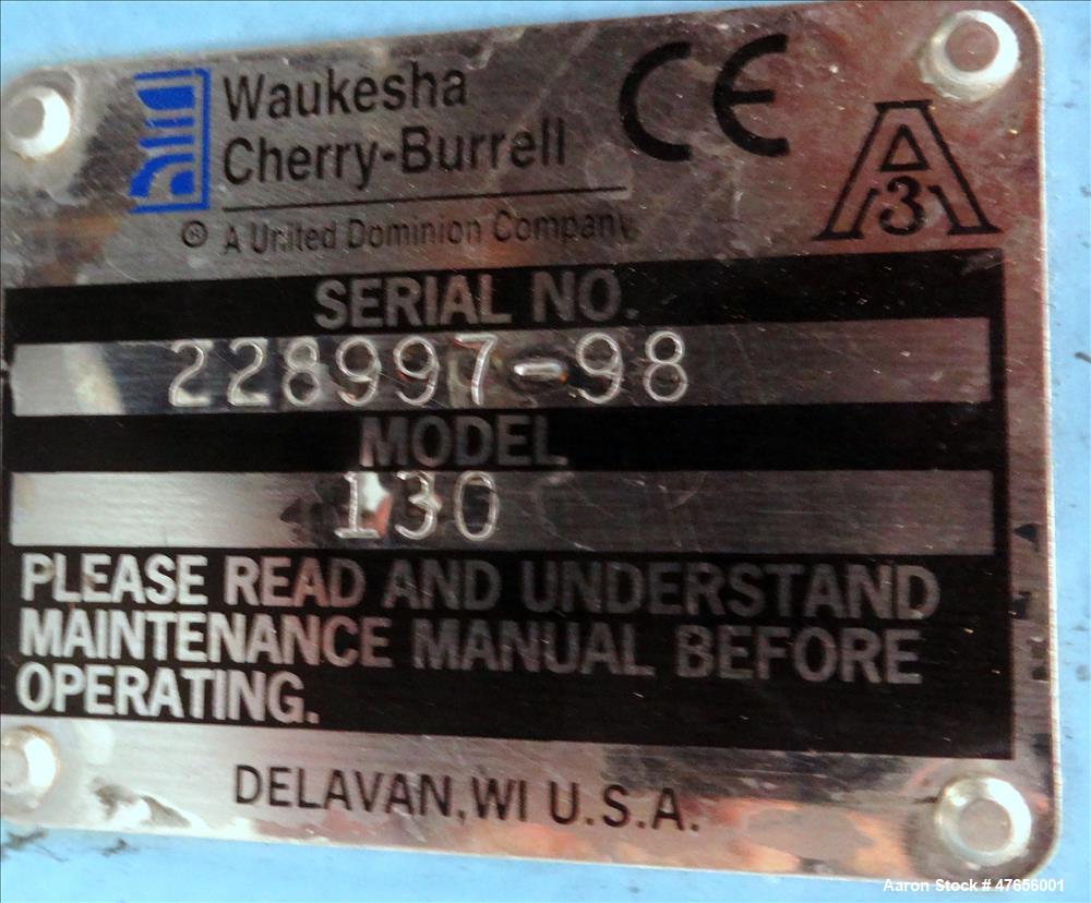 Used Waukesha Horizontal Rotary Positive Displacement Pump, Model 130, 316 Stai
