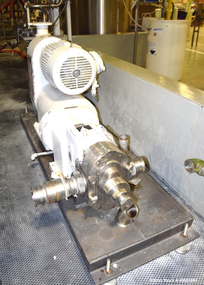 Used- Waukesha Positive Displacement Pump, Model 130, Stainless Steel. Approximate capacity 175 gallons per minute, 0.253 ga...