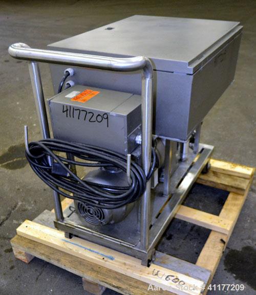 Used Waukesha Rotary Positive Displacement Pump, Model 15, 316 Stainless Steel. Approximately 9 gallons per minute at 200 psi at 700 rpm capacity, (.014) gallon displacement per revolution. 1-1/2" th...