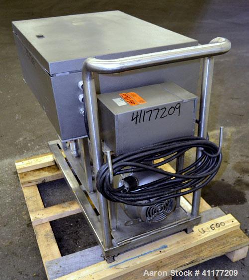 Used Waukesha Rotary Positive Displacement Pump, Model 15, 316 Stainless Steel. Approximately 9 gallons per minute at 200 psi at 700 rpm capacity, (.014) gallon displacement per revolution. 1-1/2" th...