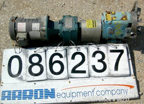 USED: Waukesha universal rotary positive displacement pump, model 015, 316 stainless steel. Approximate 10 gallon per minute capacity, .013 gallon displacement per revolution. (2) 2 lobe stainless st...