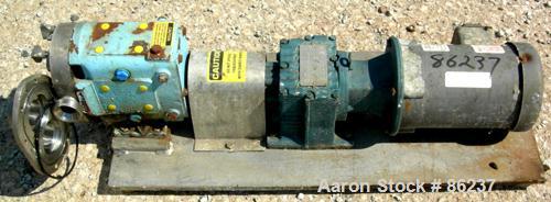 USED: Waukesha universal rotary positive displacement pump, model 015, 316 stainless steel. Approximate 10 gallon per minute capacity, .013 gallon displacement per revolution. (2) 2 lobe stainless st...