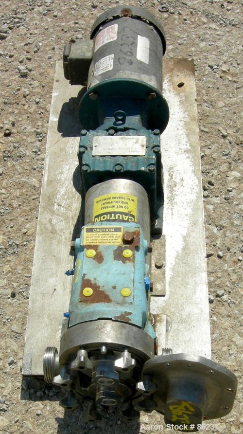 USED: Waukesha universal rotary positive displacement pump, model 015, 316 stainless steel. Approximate 10 gallon per minute capacity, .013 gallon displacement per revolution. (2) 2 lobe stainless st...