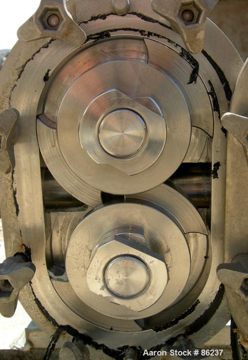 USED: Waukesha universal rotary positive displacement pump, model 015, 316 stainless steel. Approximate 10 gallon per minute capacity, .013 gallon displacement per revolution. (2) 2 lobe stainless st...