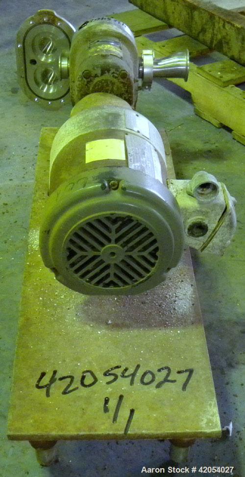 Used- Stainless Steel Waukesha Rotary Positive Displacement Pump, model 16