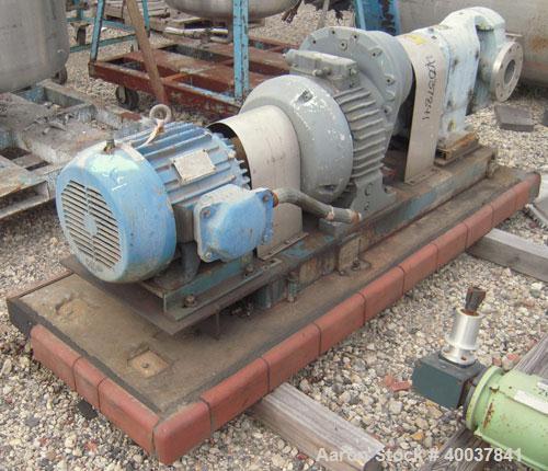 Used- Waukesha Rotary Positive Displacement Pump, model 200, 316 stainless steel. Approximate capacity 260 gallons per minut...