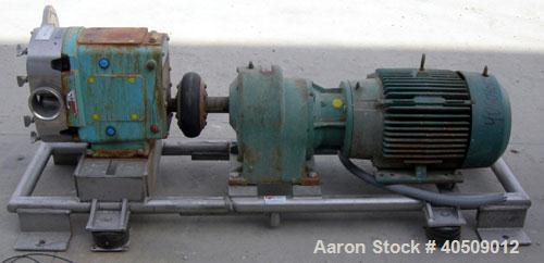 Used Waukesha Universal Rotary Positive Displacement Pump, model 220, 316 stainless steel. Approximately 260 gallons per minute at 100 psi at 600 rpm capacity, .522 gallon displacement per revolution...