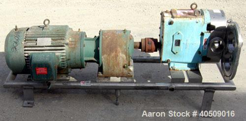 Used Waukesha Rotary Positive Displacement Pump, Model 220, 316 Stainless Steel. Approximate capacity 260 gallons per minute, (.50) gallon displacement per revolution. 3-7/8" tri clamp inlet/outlet. ...