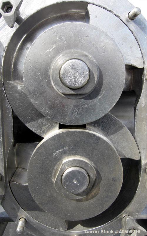 Used Waukesha Rotary Positive Displacement Pump, Model 220, 316 Stainless Steel. Approximate capacity 260 gallons per minute, (.50) gallon displacement per revolution. 3-7/8" tri clamp inlet/outlet. ...