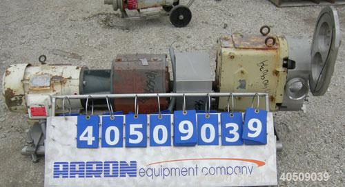 Used Waukesha Universal Rotary Positive Displacement Pump, model 220, 316 stainless steel. Approximately 260 gallons per minute at 100 psi at 600 rpm capacity, .522 gallon displacement per revolution...