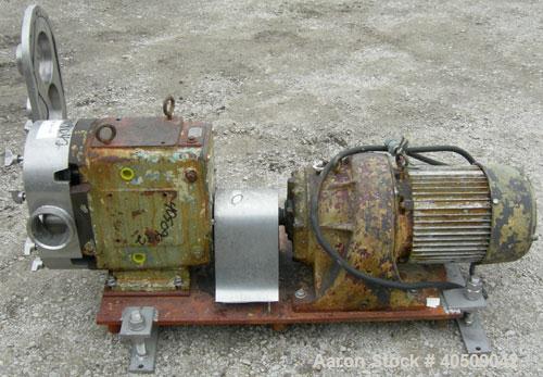 Used Waukesha Universal Rotary Positive Displacement Pump, model 220, 316 stainless steel. Approximately 260 gallons per minute at 100 psi at 600 rpm capacity, .522 gallon displacement per revolution...