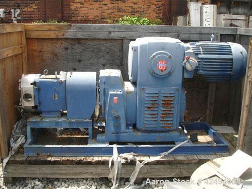 Used Waukesha Universal Rotary Positive Displacement Pump, Model 220, Stainless Steel. Approximately 260 gallons per minute at 100 psi at 600 rpm capacity, .522 gallon displacement per revolution. 4-...