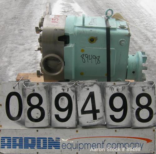 Used Waukesha Universal Rotary Positive Displacement Pump, Model 220, 316 Stainless Steel. Approximately 260 gallons per minute at 100 psi at 600 rpm capacity, .522 gallon displacement per revolution...