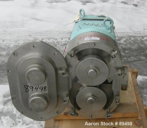 Used Waukesha Universal Rotary Positive Displacement Pump, Model 220, 316 Stainless Steel. Approximately 260 gallons per minute at 100 psi at 600 rpm capacity, .522 gallon displacement per revolution...