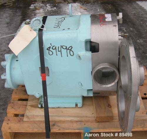 Used Waukesha Universal Rotary Positive Displacement Pump, Model 220, 316 Stainless Steel. Approximately 260 gallons per minute at 100 psi at 600 rpm capacity, .522 gallon displacement per revolution...