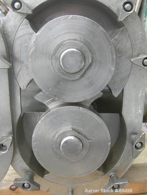 Used Waukesha Universal Rotary Positive Displacement Pump, Model 220, 316 Stainless Steel. Approximately 260 gallons per minute at 100 psi at 600 rpm capacity, .522 gallon displacement per revolution...