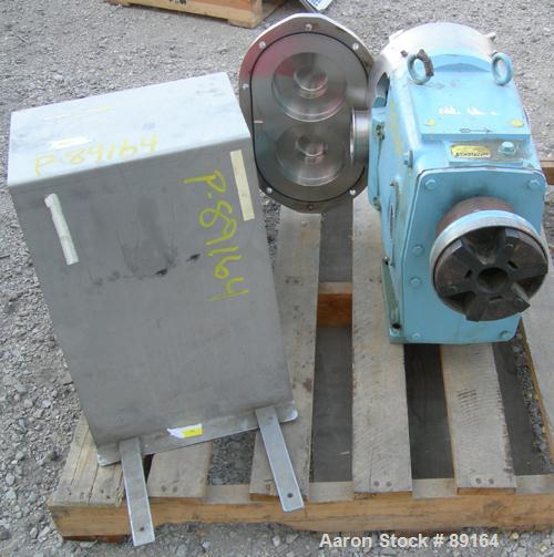 Used Waukesha Rotary Positive Displacement Pump, Model 222, 316 Stainless Steel. Approximately 260 gallons per minute, (.50) gallon displacement per revolution. 4" tri clamp inlet/outlet. (2) stainle...