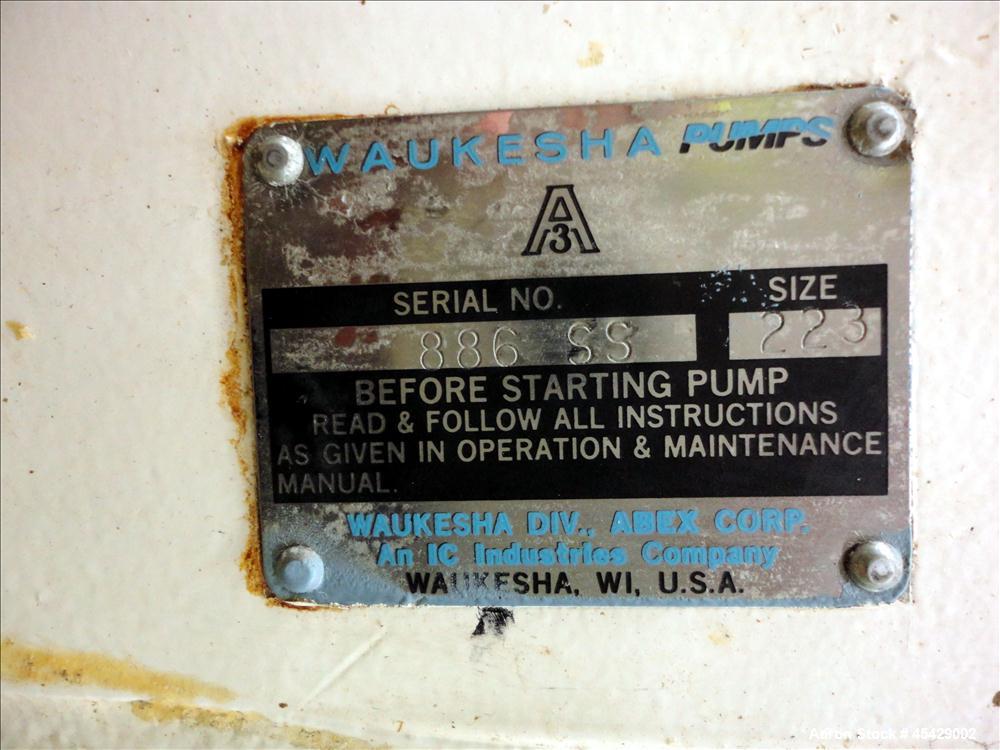 Used Stainless Steel Waukesha Positive Displacement Pump, Model 223