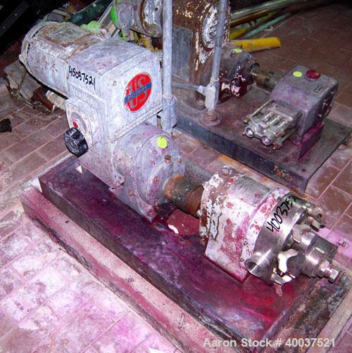 Used Waukesha rotary positive displacement pump, model 25, stainless steel. Approximately 25 gallons per minute capacity, (.060) gallon displacement per revolution. 1-1/2" tri clamp inlet/outlet. (2)...