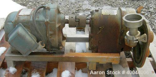 Used- Waukesha Rotary Positive Displacement Pump, Model 25, 316 Stainless Steel.1 1/2" sanitary inlet/outlet.Rated displacem...